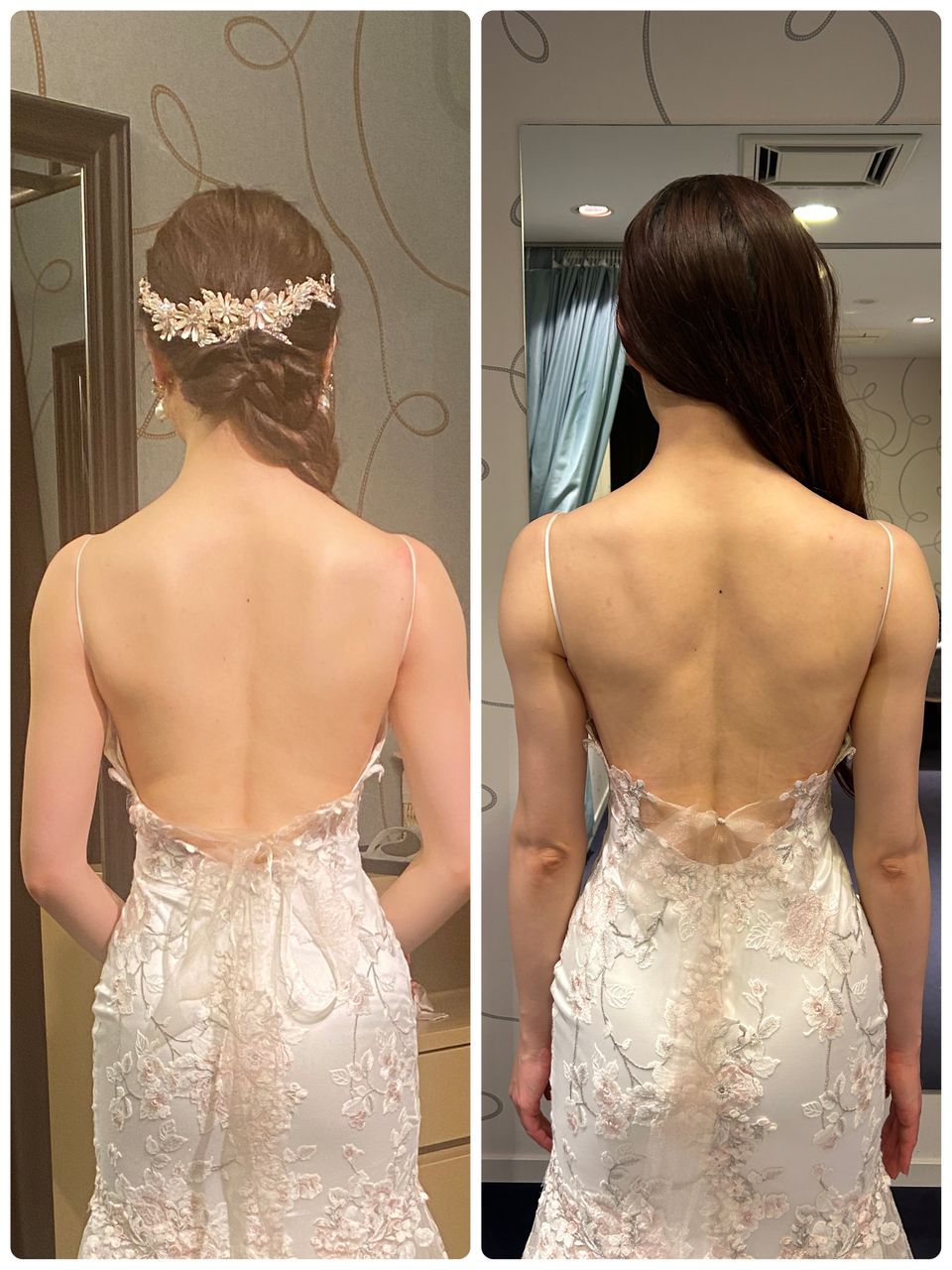 ダイエット前の私服姿と、ドレスを着た花嫁姿の比較